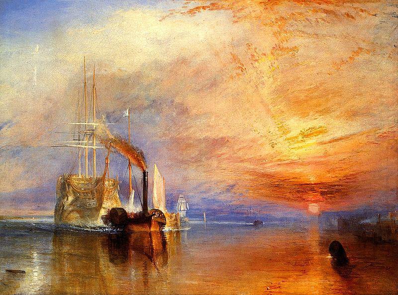 The fighting Temeraire tugged to her last berth to be broken up,, Joseph Mallord William Turner